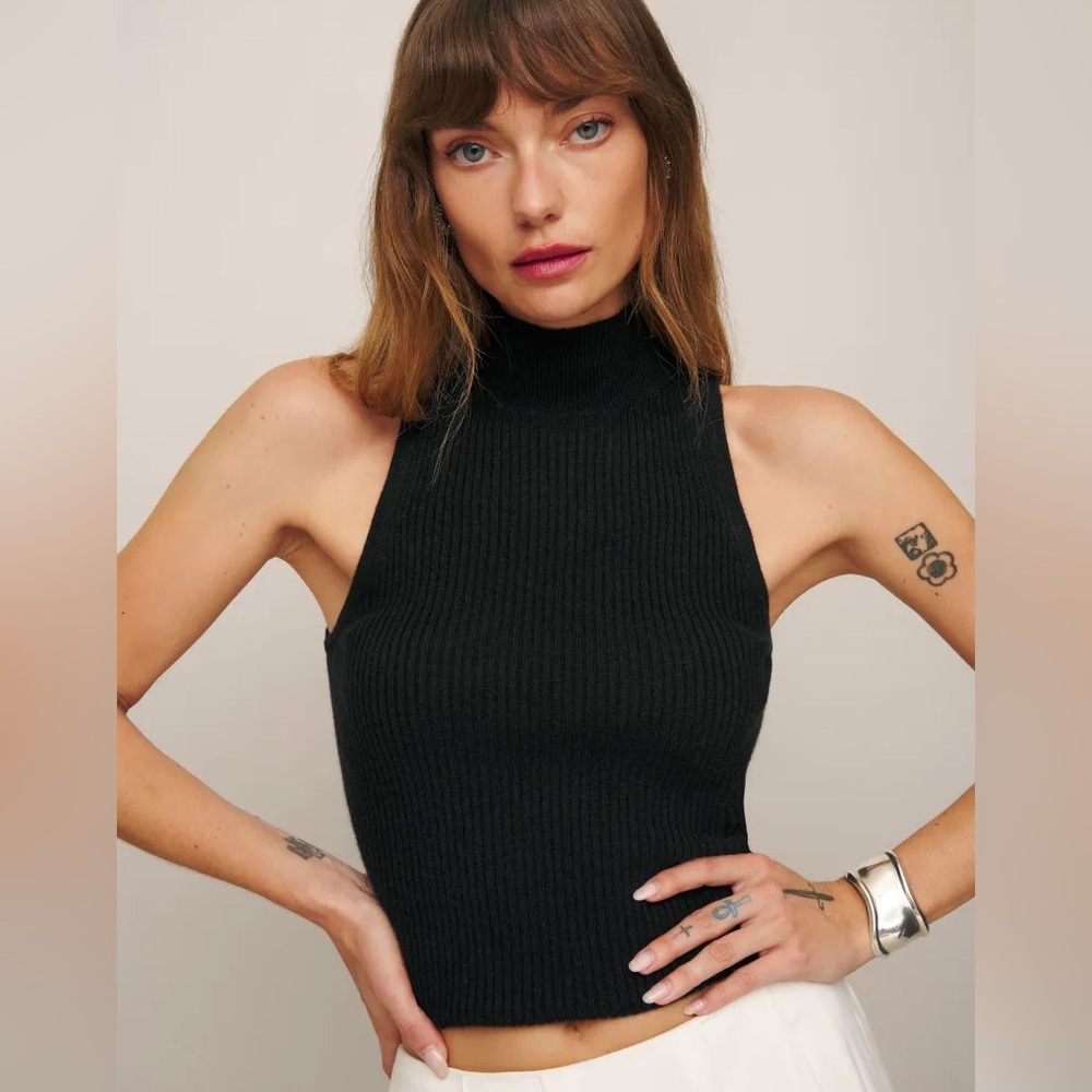 REFORMATION Mock Neck Ribbed Crop Tank